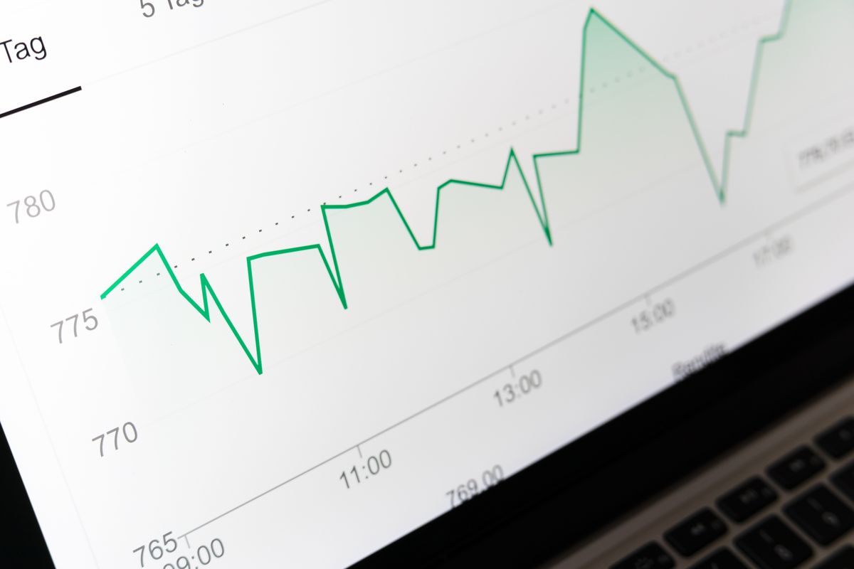 Close-up of a financial graph on a computer screen